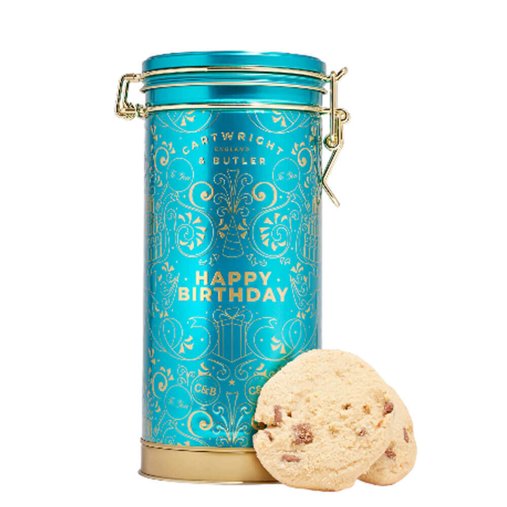 Cartwright & Butler Happy Birthday Musical Tin Milk Chocolate Chunk Biscuits